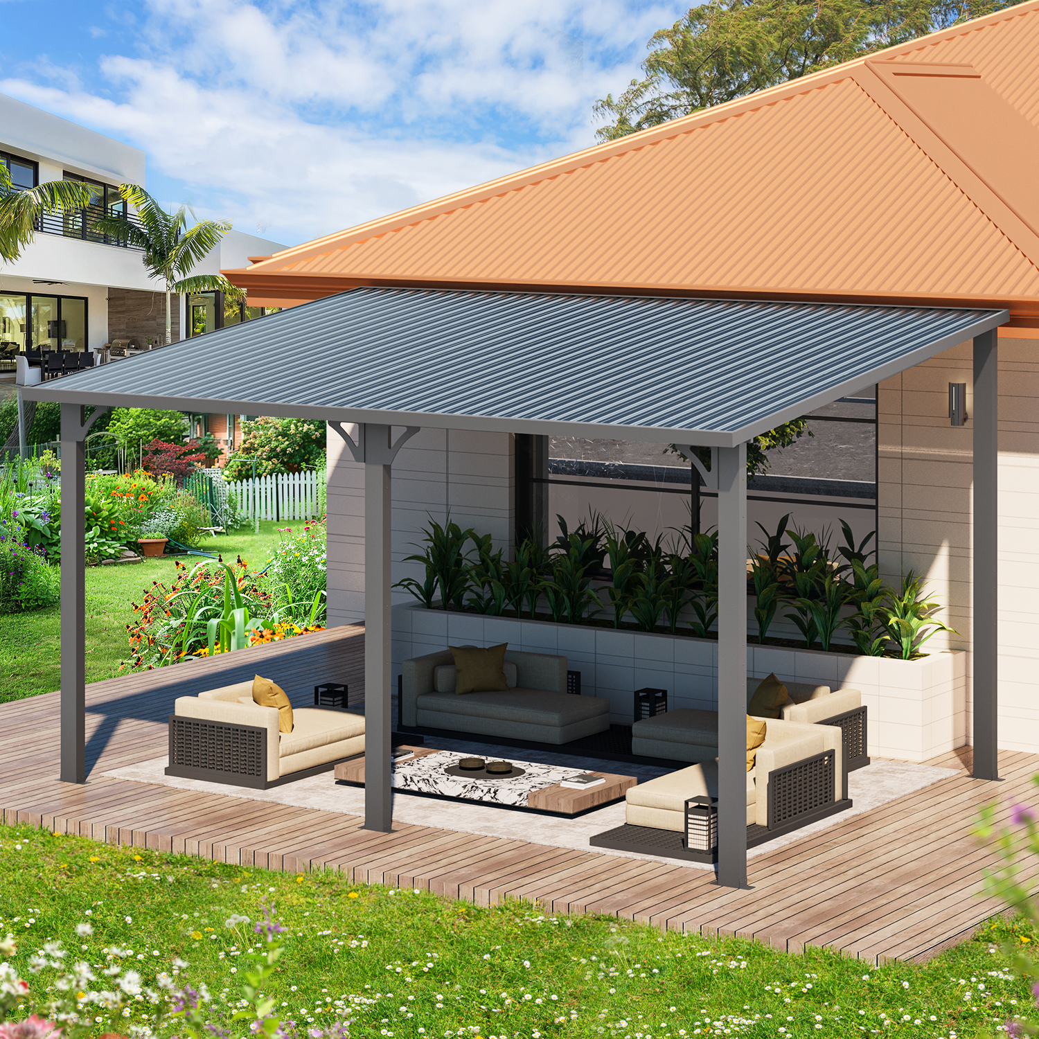 YODOLLA Dark Gray Outdoor Gazebo